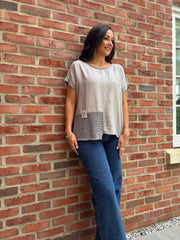 Mocha Asymmetric Panel Flower Top Adele