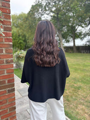 Black V-Neck Reverse Seam Knit Diana