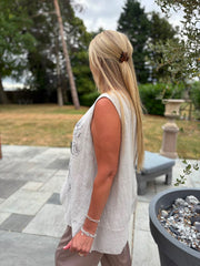 Stone Striped Panel Sleeveless Top Gaynor