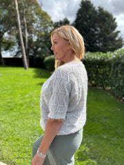Grey Short Sleeve Chevron Knit Kenna
