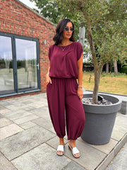 Wine Two Piece Trouser Set Sara