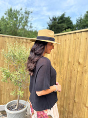 Black Cotton Reverse Seam Knit Jo