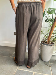 Chocolate Multi Hole Detail Trousers Terri