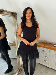 Black Lace Mesh Hem Slip Rhianna