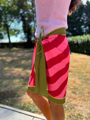 Green Striped Wrap Skirt