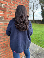 Navy Fleece Button Jacket Farah