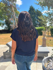 Navy Twist Drape Top Jacqueline