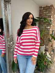 Lipstick Ribbed Stripe Top Leanne