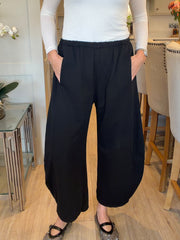 Black Relaxed Barrel Leg Trouser