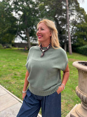 Khaki Ribbed Detail Knit Petra