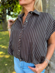 Chocolate Bubble Hem Striped Shirt Emma