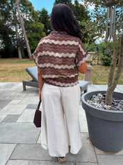 Chocolate Zig Zag Short Sleeve Bomber Angie