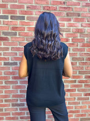 Black Studded V Neck Tank Top Serena