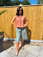 Rust Beaded Sleeveless Top Natasha