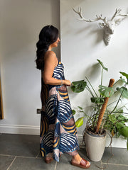 Navy Abstract Patterned Dress Odette