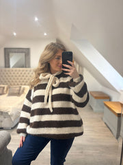 Chocolate Striped Bow Knit Riley