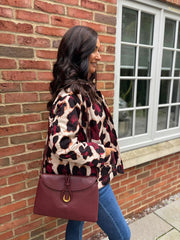 Wine Leopard Quilted Coat Adele