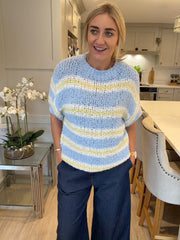 Blue Striped Popcorn Knit Dora