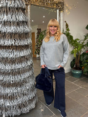 Grey Diamante Sweat Top Nina