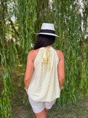 Lemon Polka Dot Halter Neck Top Judy