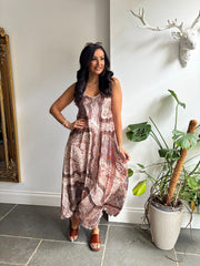 Mocha Vintage Paisley Dress Odette