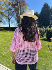 Pink Open Weave Knit Cassandra