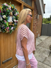 Pink Multi Hole Layered Top Laurel