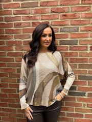 Latte Block Lines Knitted Top Dawn
