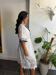 White Lace Bohemian Midi Dress Cara