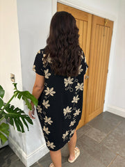 Black Golden Floral Dress Amelia