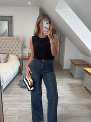 Denim Wide Leg Pocket Front Jeans
