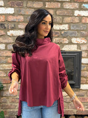 Wine Broderie Anglaise Top Judith