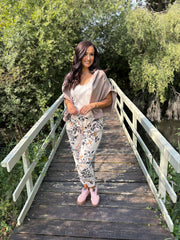 Stone Floral Print Trousers Isla