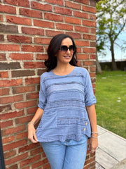 Denim Lace Stripe Top India
