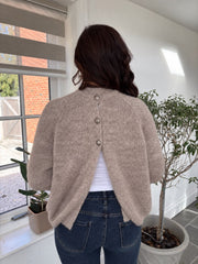 Mocha Reverse Button Knit Cardi Larissa