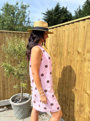 Pink Polka Dot Sleeveless Dress Tiana
