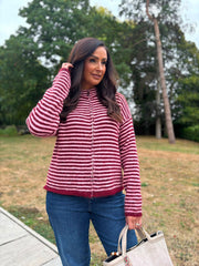 Wine Striped Zip Knit April