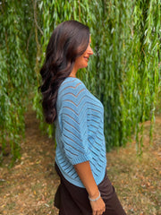 Blue Chevron Knit Anabelle