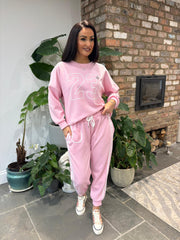 Pink Numeric Print Leisure Set Amber