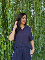 Navy Two Stripe Co-Ord Nikki