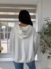 White Luxe Gold Charm Zip Hoodie Demi