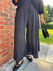 Black Wide Leg Pull on Silvia Trousers