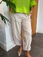 Stone Barrel Leg Pocket Front Trousers