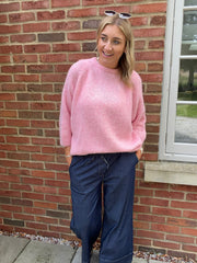Pink Reverse Button Knit Cardi Larissa
