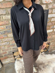 Black Scarf Detail Blouse Belle