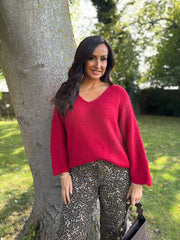 Wine V Neck Knit Roxanne