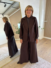 Chocolate Diamante Wide Leg Trousers Jude