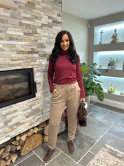 Mocha Straight leg Comfort fit pull on Trousers