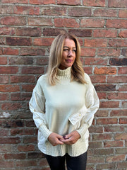 Antique Cream Quilted Roll Neck Knit Amy