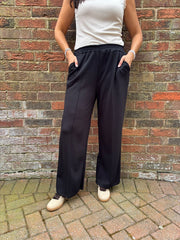 Black Seam Front Pull On Comfort Trousers